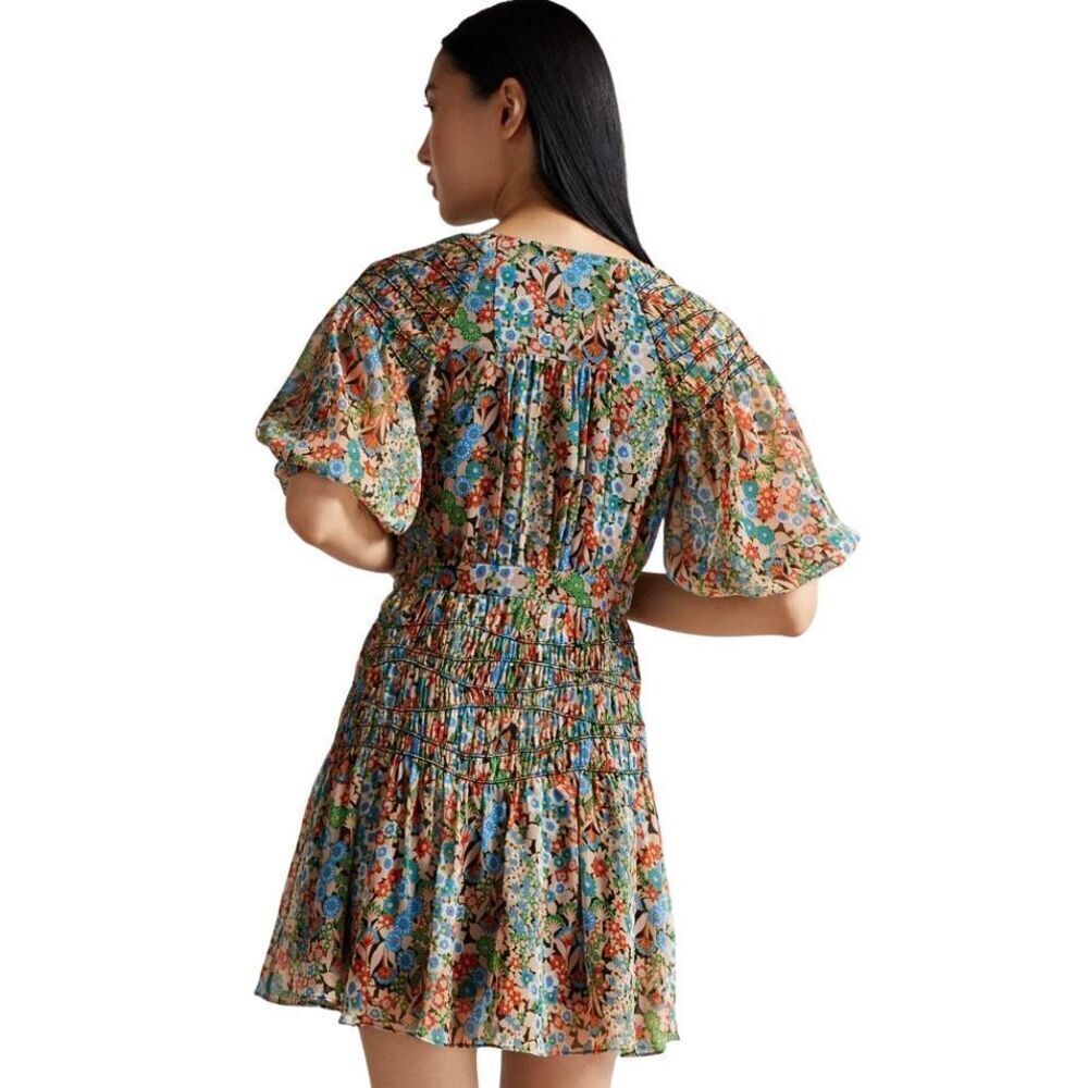 Ted Baker Tiania Smock Panel Wrap Mini Dress Size 2 - Picture 3 of 8